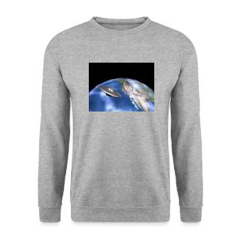 Soucoupe volante et planète Terre - Sweat-shirt Unisexe - gris chiné - Devant - Alina (178cm) & Michal (187cm)