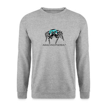 Arachnophobia? - Unisex Pullover - Weißgrau meliert - Vorne - Alina (178cm) & Michal (187cm)