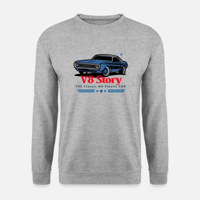 V8 Story - Unisex Pullover - Weißgrau meliert