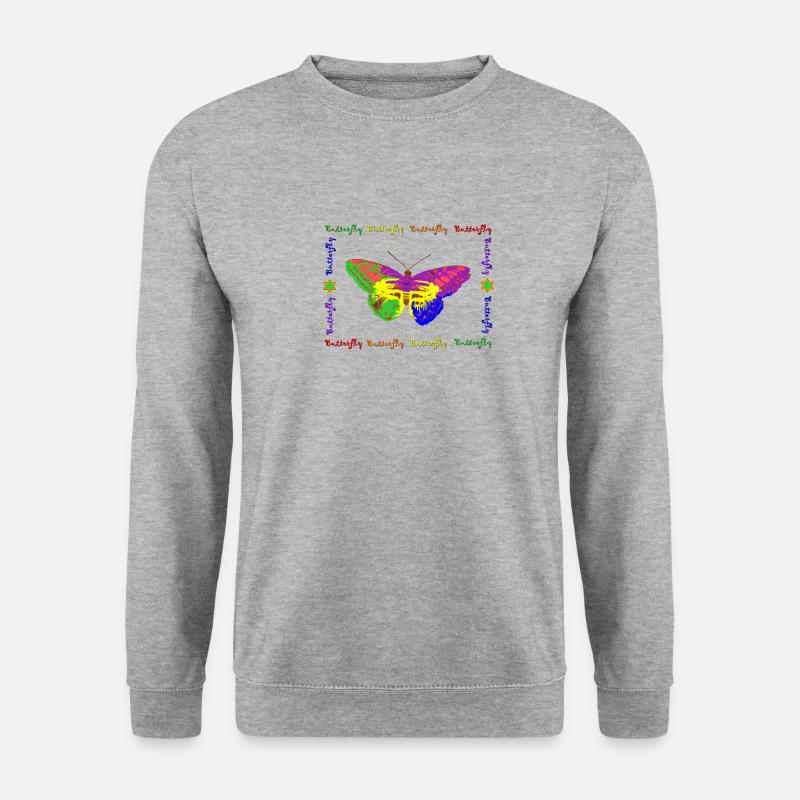 Rainbow - Butterfly - Unisex Pullover - Weißgrau meliert