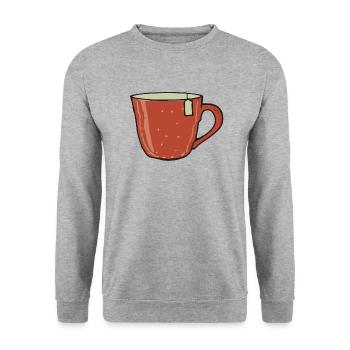 Tea Cup Tea Drinker Gift Idea - Unisex Sweatshirt - salt & pepper - Front - Alina (178cm) & Michal (187cm)