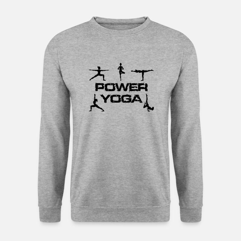 Poweryoga schwarz - Unisex Pullover - Weißgrau meliert
