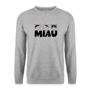 Katzen1 1 - Unisex Pullover - Weißgrau meliert - Vorne - Alina (178cm) & Michal (187cm)