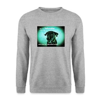 Hungriger Labrador - Unisex Pullover - Weißgrau meliert - Vorne - Alina (178cm) & Michal (187cm)