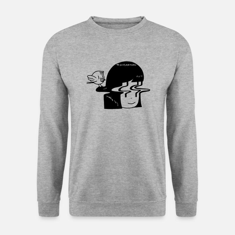 Verzerrung und Vogel - Unisex Pullover - Weißgrau meliert