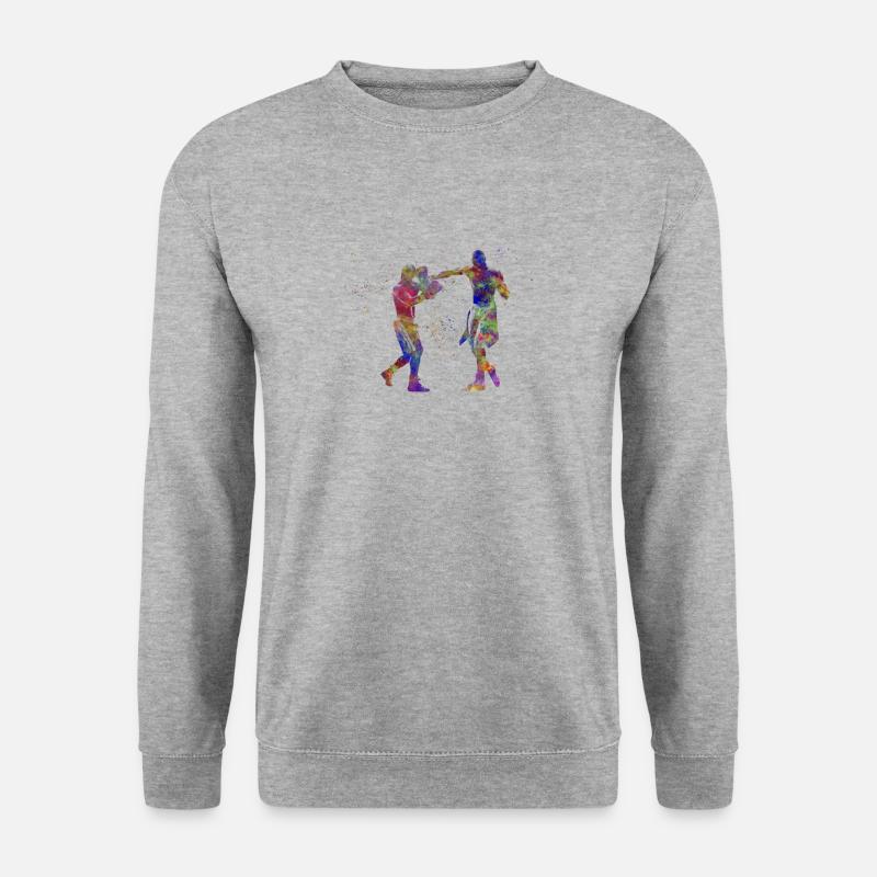 Aquarell-Boxer - Unisex Pullover - Weißgrau meliert