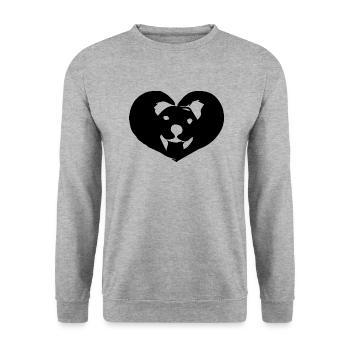 Hund Dog - Unisex Pullover - Weißgrau meliert - Vorne - Alina (178cm) & Michal (187cm)
