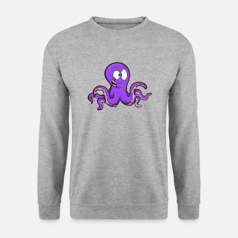 Niedlicher Oktopus - Unisex Pullover - Weißgrau meliert