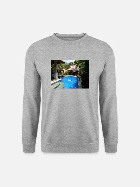 Private Pool Villa auf Bali - Unisex Pullover - Weißgrau meliert