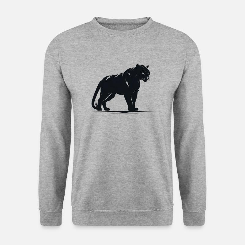 Majestätischer Black Panther - Unisex Pullover - Weißgrau meliert