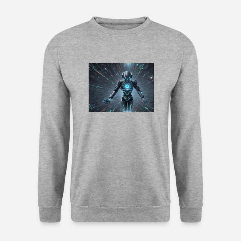 Synthese der Technologie-Zukunft - Unisex Pullover - Weißgrau meliert