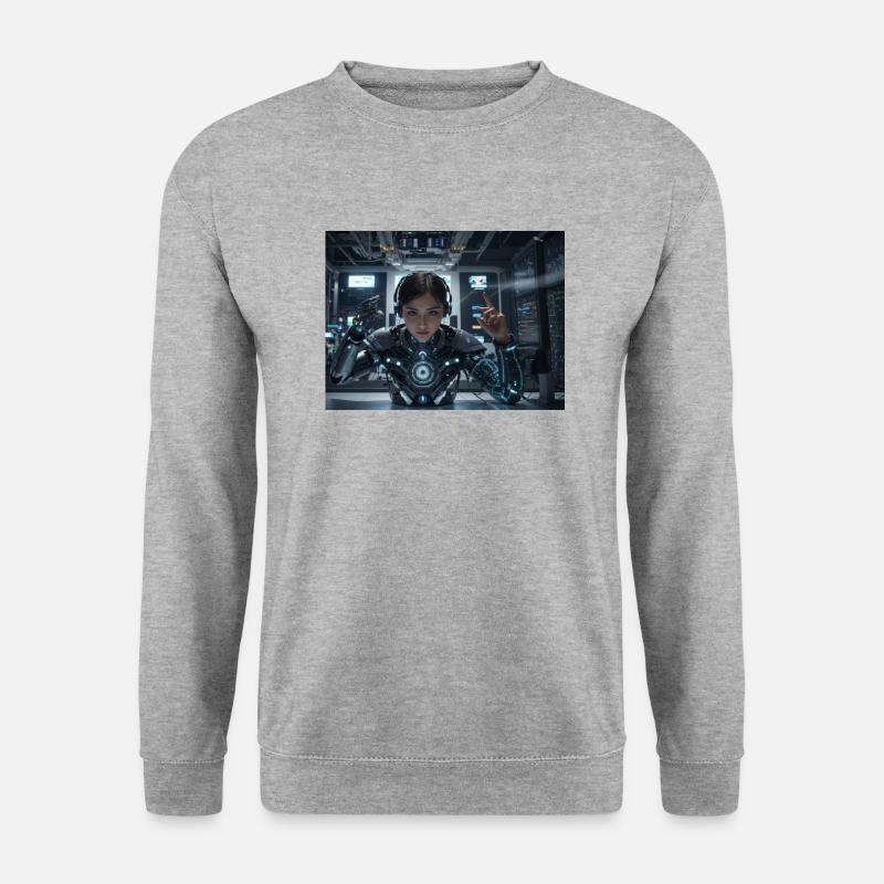 Synthese der Technologie-Zukunft - Unisex Pullover - Weißgrau meliert