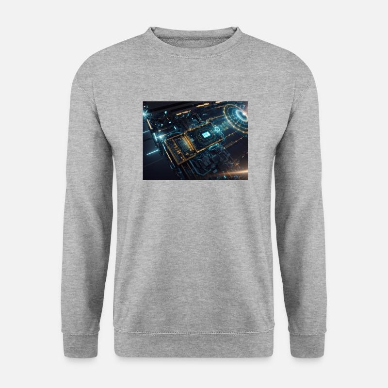 Synthese der Technologie-Zukunft - Unisex Pullover - Weißgrau meliert