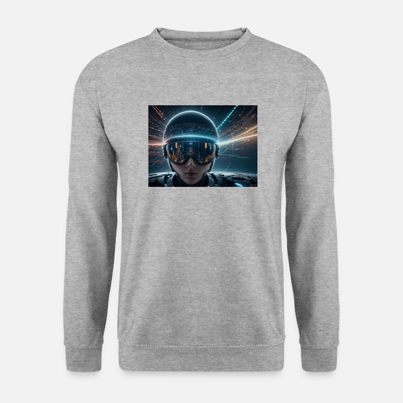 Synthese der Technologie-Zukunft - Unisex Pullover - Weißgrau meliert