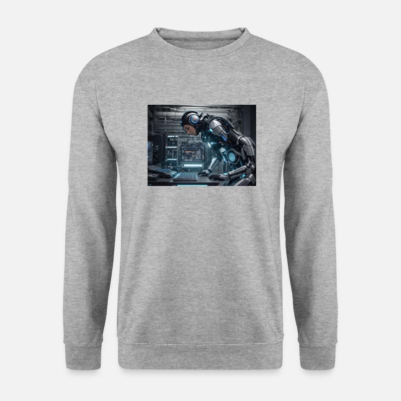 Synthese der Technologie-Zukunft - Unisex Pullover - Weißgrau meliert