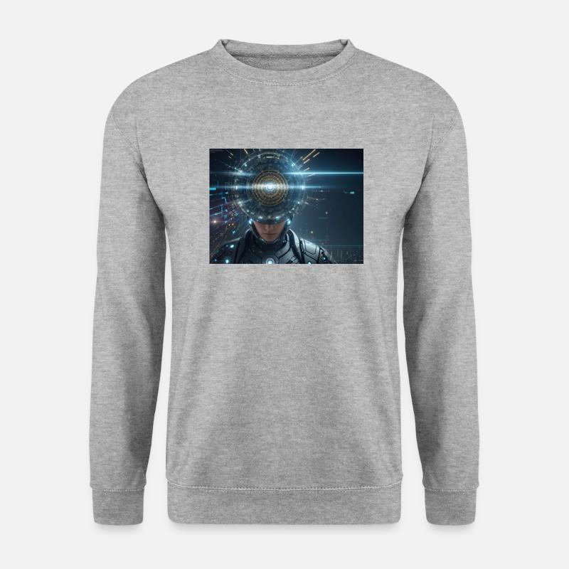 Synthese der Technologie-Zukunft - Unisex Pullover - Weißgrau meliert