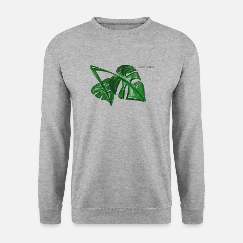 Monstera Pflanzen - Unisex Pullover - Weißgrau meliert