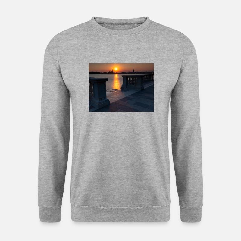 Sonnenuntergang in Venedig - Unisex Pullover - Weißgrau meliert