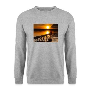 Sunset at Lake Ammersee - Unisex Sweatshirt - salt & pepper - Front - Alina (178cm) & Michal (187cm)