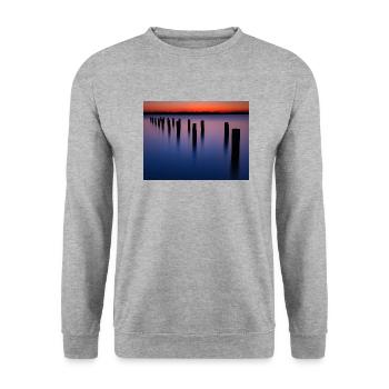 Evening atmosphere at Lake Starnberg - Unisex Sweatshirt - salt & pepper - Front - Alina (178cm) & Michal (187cm)