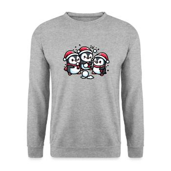 Adorable mignon pingouin père Noël chapeau boule de neige d’hiver fi - Sweat-shirt Unisexe - gris chiné - Devant - Alina (178cm) & Michal (187cm)