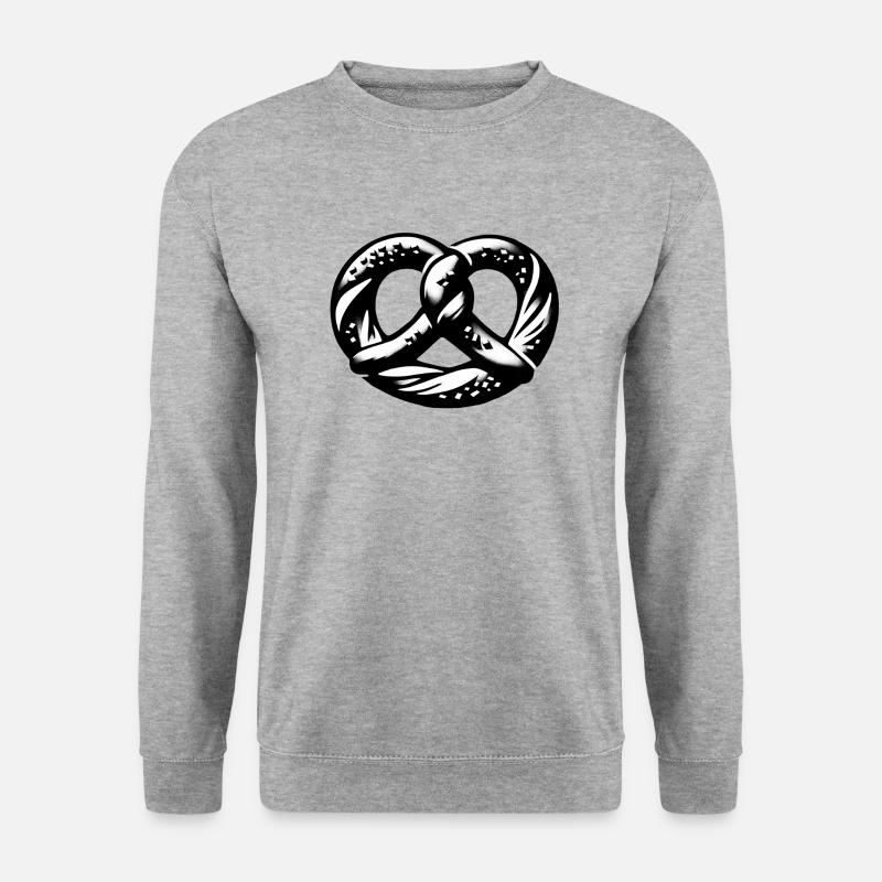 BREZEL Backwaren pretzel - Unisex Pullover - Weißgrau meliert