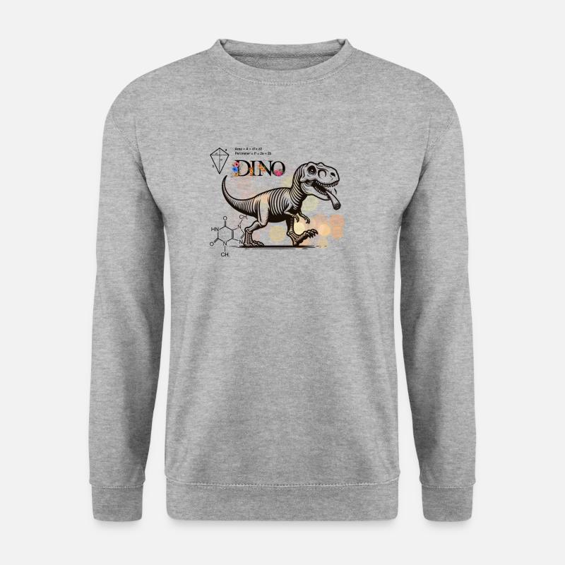 Dino - Unisex Pullover - Weißgrau meliert