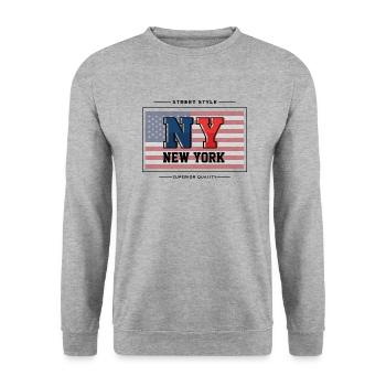New York - Sweat-shirt Unisexe - gris chiné - Devant - Alina (178cm) & Michal (187cm)