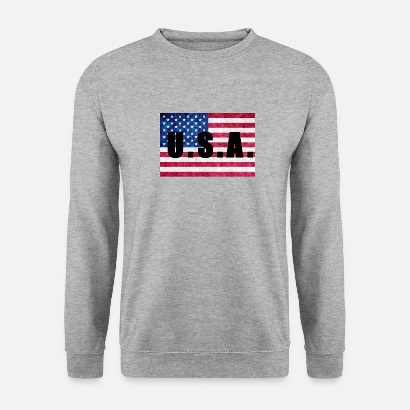 USA _ 02 - Unisex Pullover - Weißgrau meliert