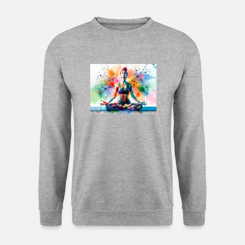 Yoga-Übung - Unisex Pullover - Weißgrau meliert
