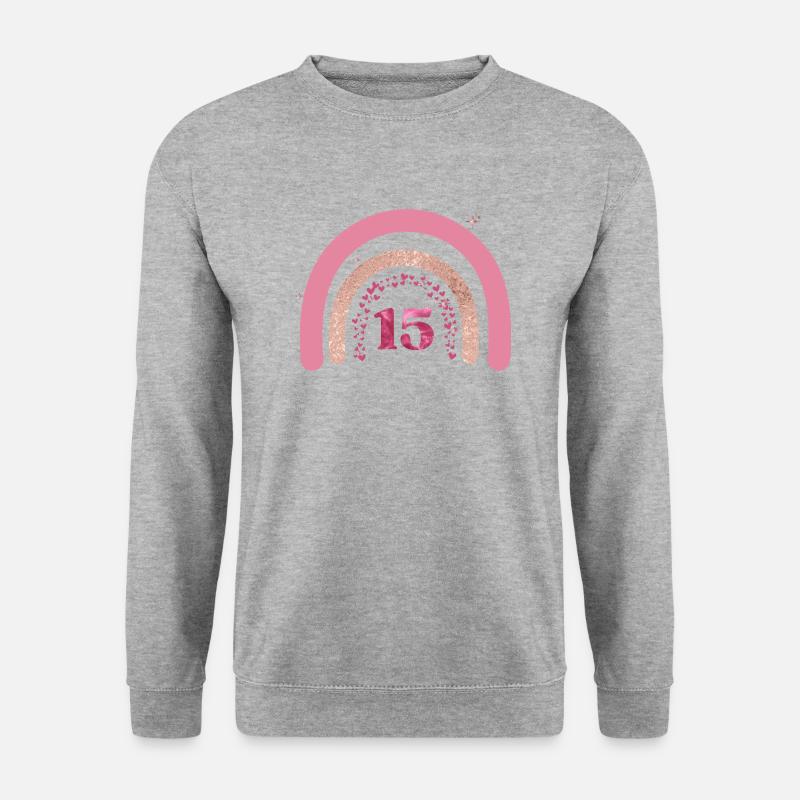 15-jähriges Jubiläum Regenbogenrose - Unisex Pullover - Weißgrau meliert