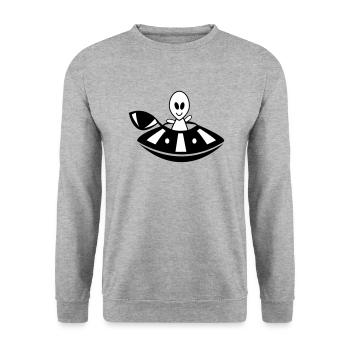 Alien UFO - Unisex Sweatshirt - salt & pepper - Front - Alina (178cm) & Michal (187cm)