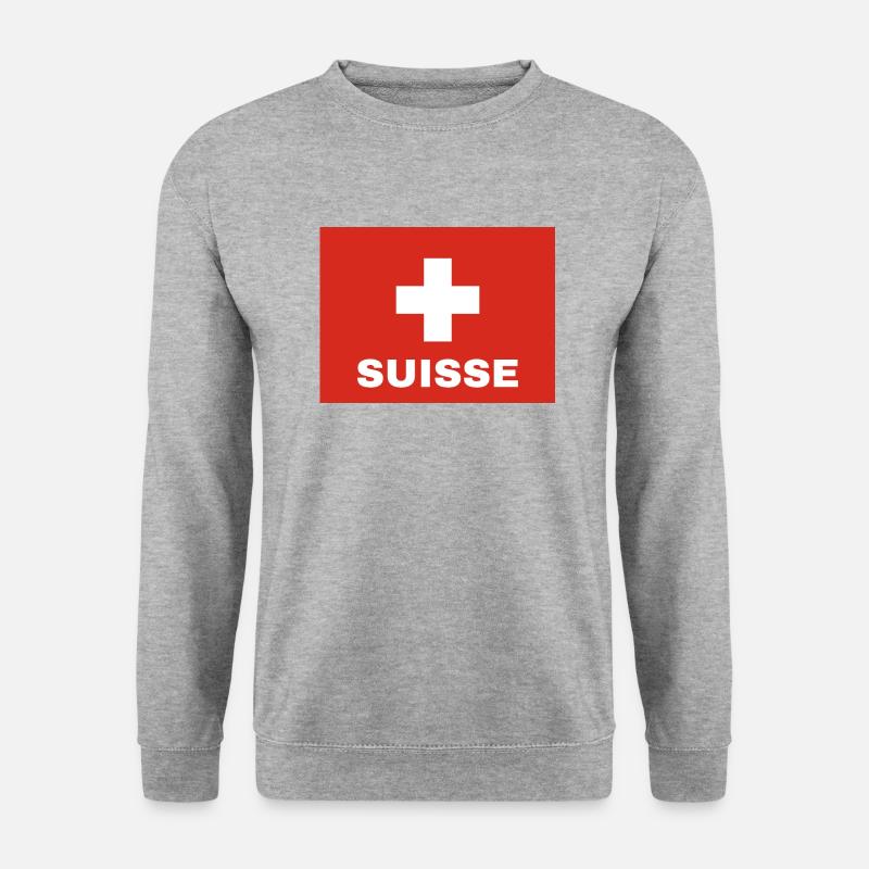 Schweizer Flagge - Unisex Pullover - Weißgrau meliert
