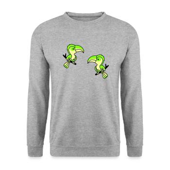Perroquet 2 - Sweat-shirt Unisexe - gris chiné - Devant - Alina (178cm) & Michal (187cm)