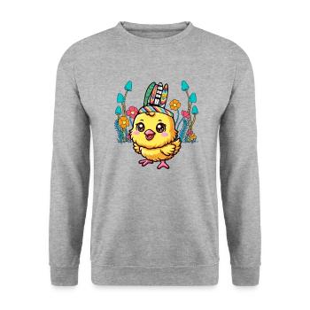 Chicken Chick Easter Chickens Child Kids Baby - Unisex Sweatshirt - salt & pepper - Front - Alina (178cm) & Michal (187cm)