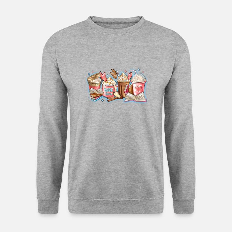 Buch Lover Kaffeetassen - Unisex Pullover - Weißgrau meliert