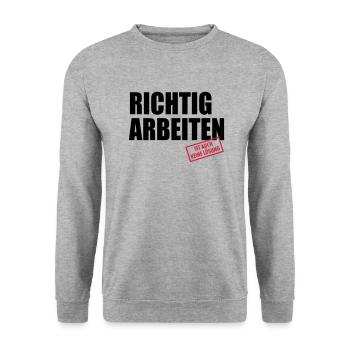 arbeiten ist auch keine Lösung - Unisex Pullover - Weißgrau meliert - Vorne - Alina (178cm) & Michal (187cm)