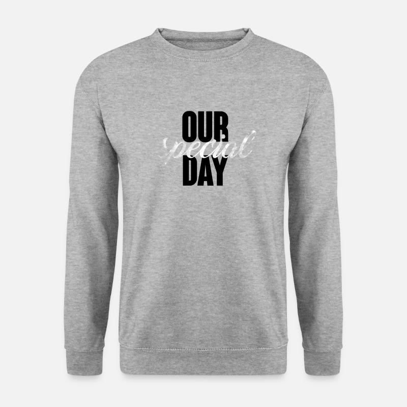 Hochzeit / Heirat: Our special day - Unisex Pullover - Weißgrau meliert