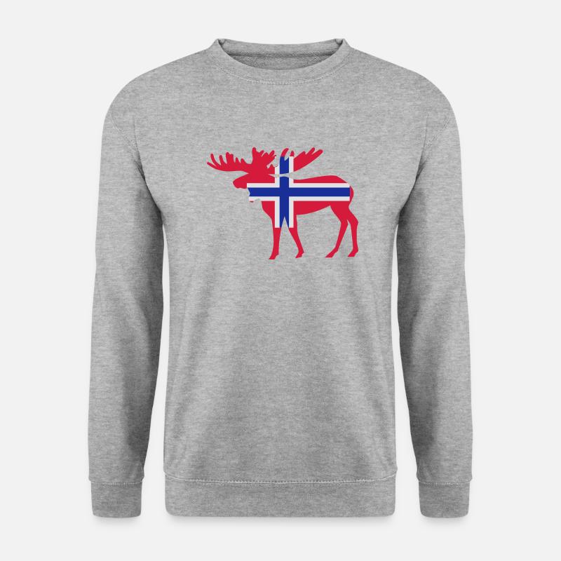 Norwegen - Elch - Unisex Pullover - Weißgrau meliert