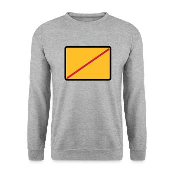 Ortsausgangsschild mit deinem Text - Unisex Pullover - Weißgrau meliert - Vorne - Alina (178cm) & Michal (187cm)