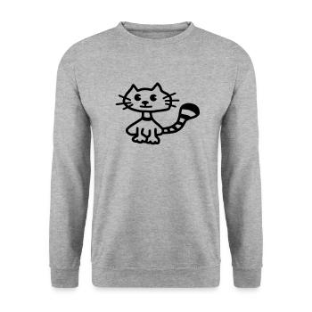 Chat 4 - Sweat-shirt Unisexe - gris chiné - Devant - Alina (178cm) & Michal (187cm)