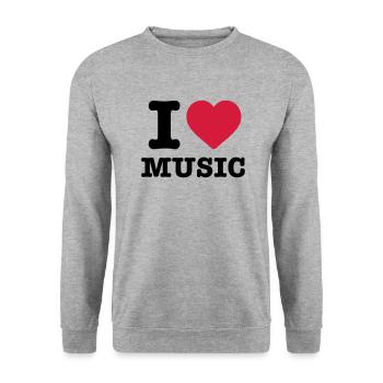 I love music heart music instrument listen gift - Unisex Sweatshirt - salt & pepper - Front - Alina (178cm) & Michal (187cm)
