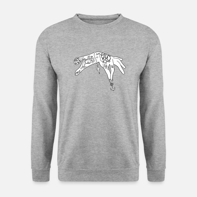 Hand Tattoo Handtattoo - Unisex Pullover - Weißgrau meliert