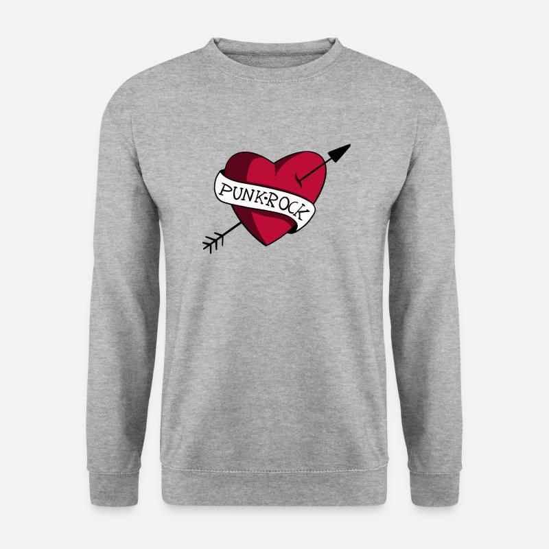 Punk Rock Herz - Unisex Pullover - Weißgrau meliert
