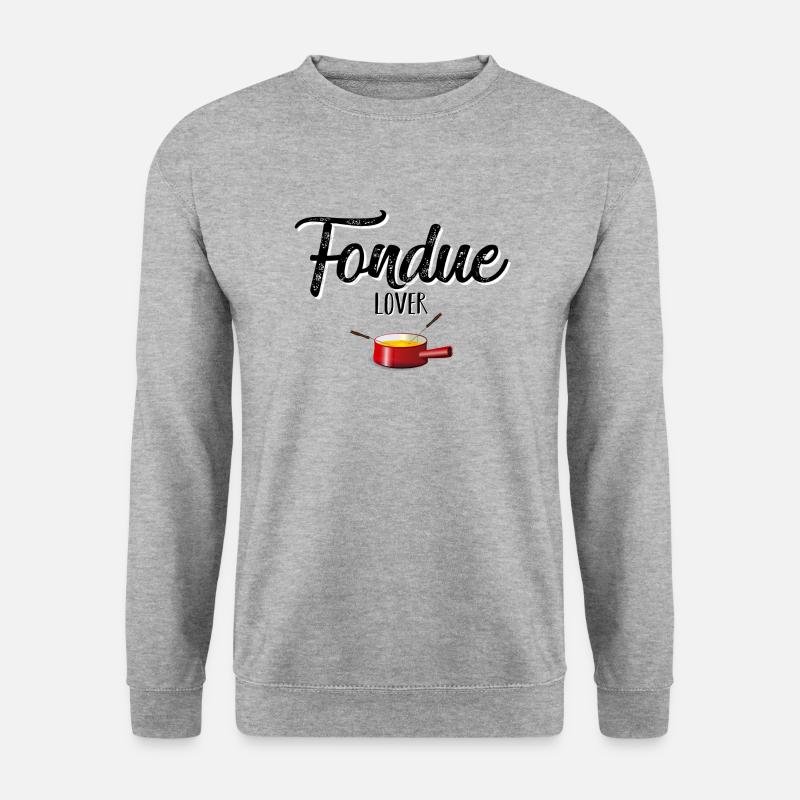Fondue lover schwarz - Unisex Pullover - Weißgrau meliert
