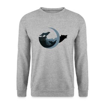 Loup au clair de lune - Sweat-shirt Unisexe - gris chiné - Devant - Alina (178cm) & Michal (187cm)