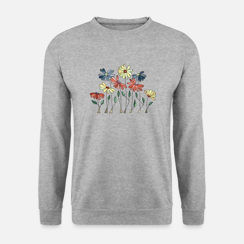 Blumen - Unisex Pullover - Weißgrau meliert
