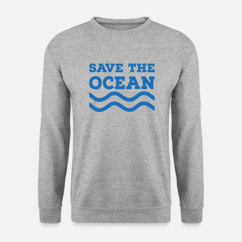 Rettet den Ozean - Unisex Pullover - Weißgrau meliert