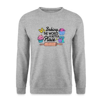 Boulangerie Baker Boulangerie Boulangerie Gâteau de confiserie - Sweat-shirt Unisexe - gris chiné - Devant - Alina (178cm) & Michal (187cm)