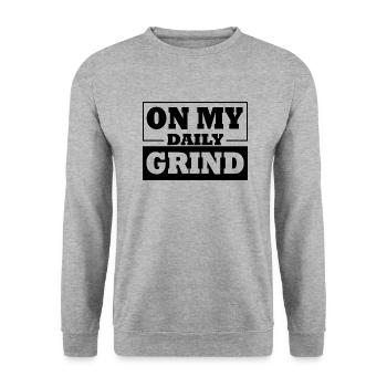 On my daily Grind - With my daily drudgery - Unisex Sweatshirt - salt & pepper - Front - Alina (178cm) & Michal (187cm)
